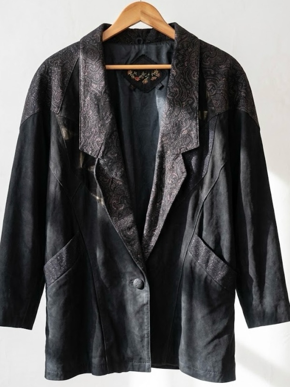 Vintage G-III Southwestern Paisley Patchwork Insulated Suede Leather Jacket
